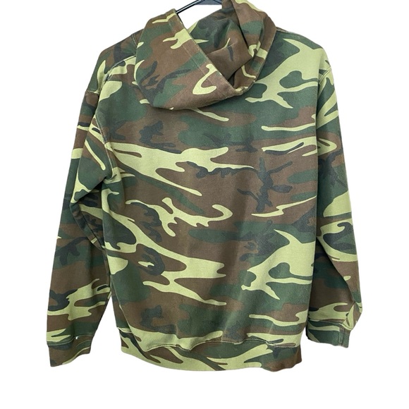 Code Five Camouflage Green Boys Size Small Vintage Fleece Pullover Hoodie - Picture 2 of 2